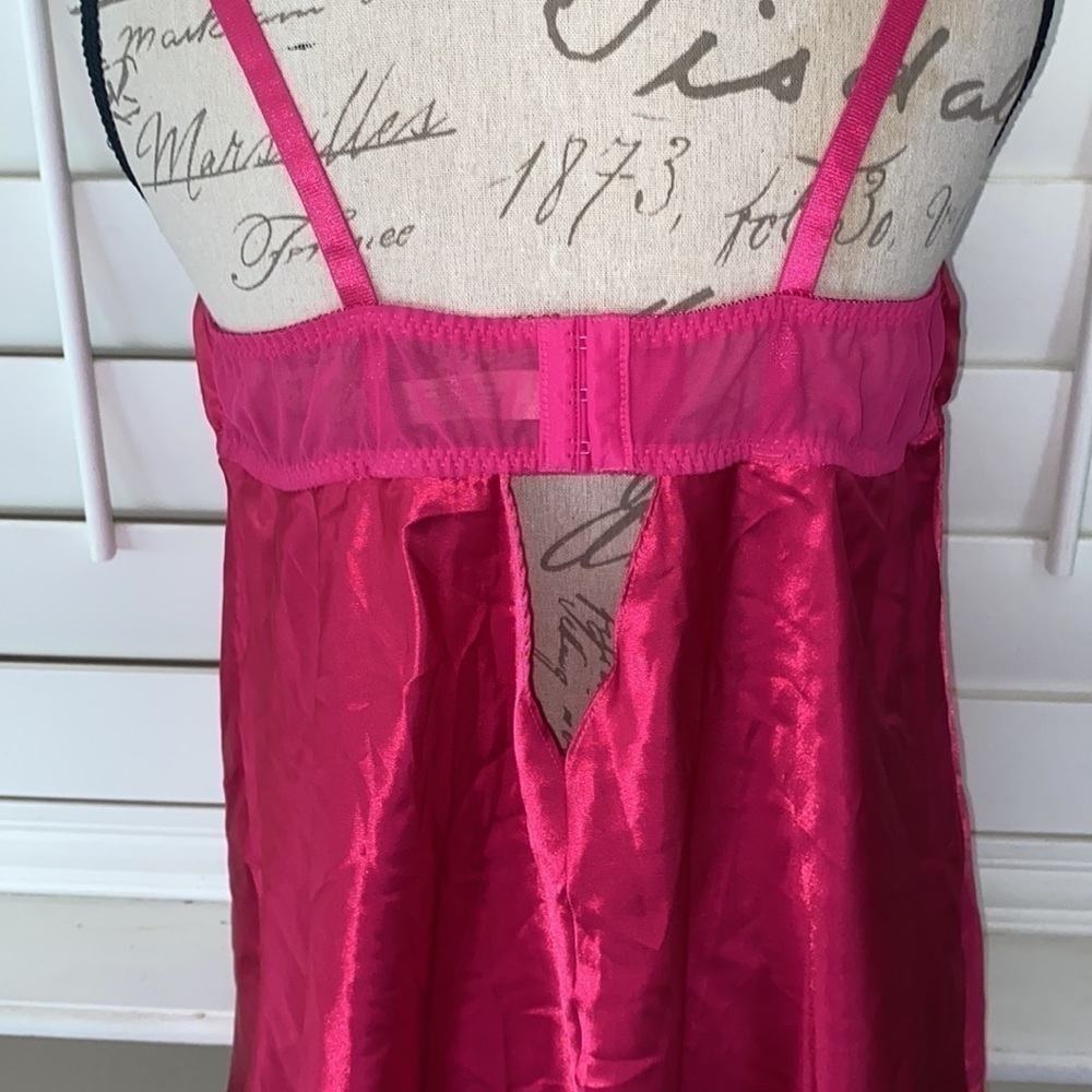Cacique hot pink black lace babydoll chemise - Picture 6 of 12